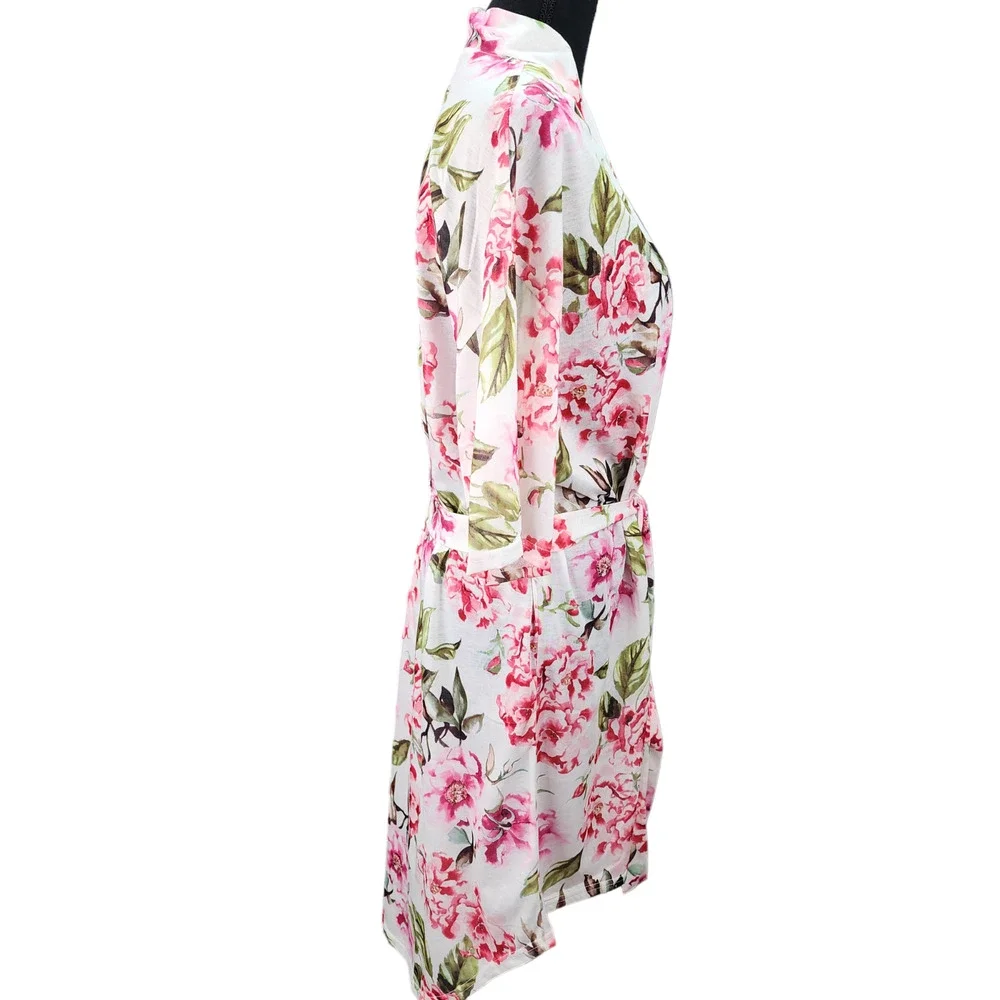 Show Me Your Mumu Robe One Size Pink White Floral “Brie Garden of Blooms” Kimono - Picture 6 of 14